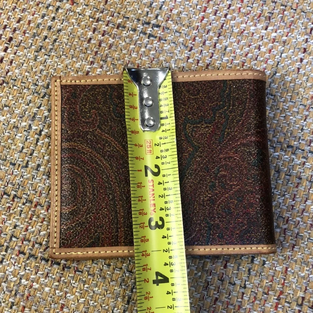 ETRO Milano Red Paisley NIB Coated Canvas Vachetta Bifold Wallet